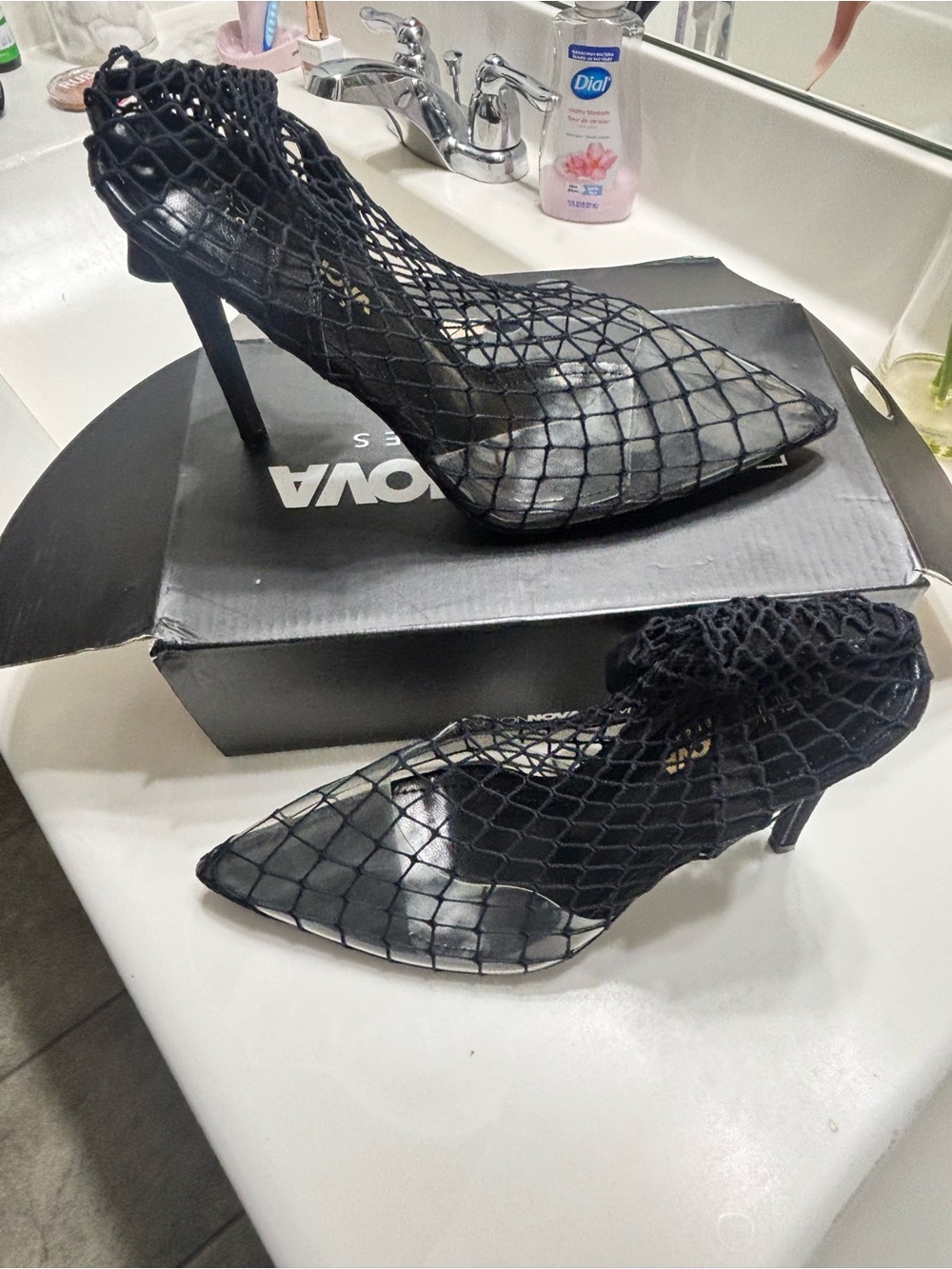 Fashion Nova Black Mesh Pointed Toe Stiletto Heels